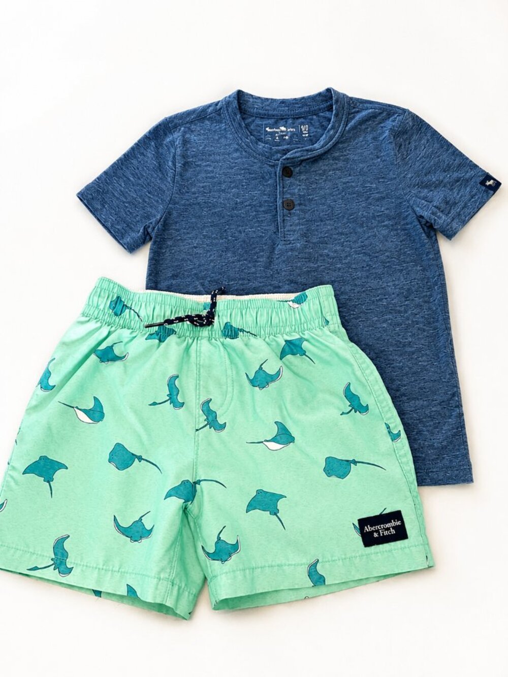 Abercrombie Kids Swim Trunks & Blue Henley Outfit Set Size 5/6 | Preppy Summer